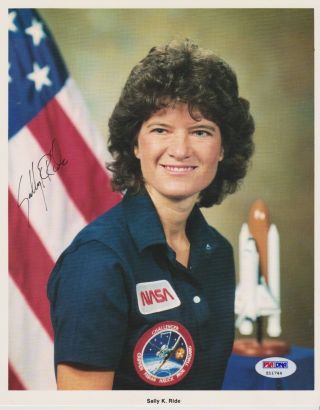 Sally K Ride - Hand Signed 8 " X10 " Color Nasa Photo - Psa/dna Auth.