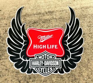 Miller High Life Harley Davidson Motocycle Bike Beer Metal Tin Sign Bar Rare