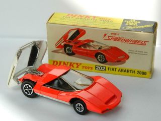 Dinky Toys Meccano 202 Boxed Fiat Abarth 2000 Sports Car 1971 - 75 Near