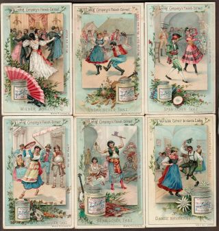 Liebig S - 341 " National Dances Iv " Full Set Of 6 Vintage Trade Cards 1892 Grm/fr