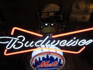 BUDWEISER BEER SIGN 2015 NEON YORK NY METS BASEBALL LIGHT BAR PUB TAVERN 2
