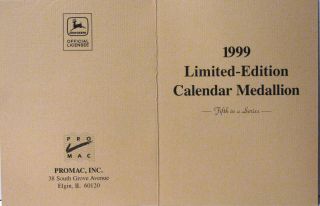 John Deere Tradition Continues 1999 Calendar Medallion Plow Horse Drawn Sulky 4