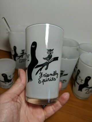 Mid Century Halloween Ghosts Friendly Spirits Barware Cocktail Highballs & Mixer 2