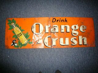 1937 Orange Crush Embossed Metal Sign - Patina