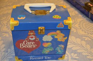 1984 Care Bears Record Tote,  2 Care Bear Kid Stuff 33 1/3 Rpm Records / Books