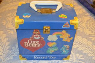 1984 Care Bears Record Tote,  2 Care Bear Kid Stuff 33 1/3 rpm records / books 2
