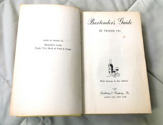 Trader Vic Bartender ' s Guide Doubleday 1947 First 1st Edition 5