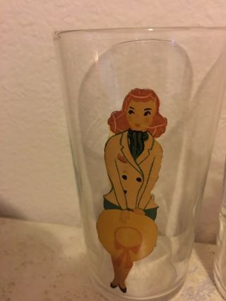 Six vintage Risque Peek A Boo Nude Pin Up Ghirl Woman Drinking Glasses 3