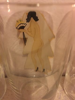 Six vintage Risque Peek A Boo Nude Pin Up Ghirl Woman Drinking Glasses 8