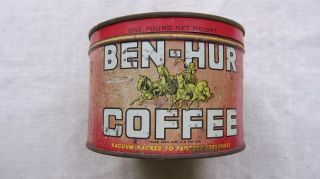 Vintage Ben - Hur Coffee Tin Mid Century Worn But