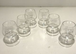 Set Of 6 Hennessey Cognac Stemmed Mini Snifter Shot Glasses Thin Glass 3 " Tall