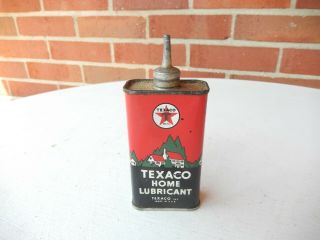 Vintage Texaco Home Lubricant 4 Oz Lead Top Tin Can Texas Company 4 Oz