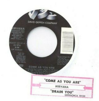 Nirvana Come As You Are / Drain You 45 Record Rare Jukebox Promo,  Timing Strip