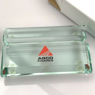 AGCO Allis Chalmers Leeman Crystal Desk Business Card Holder Paperweight 2
