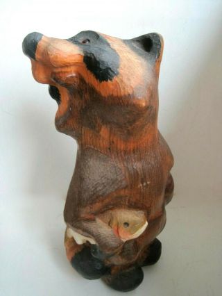 Big Sky Carvers Large 15 " Solid Wood Carved Standing Raccoon With Fish 1996