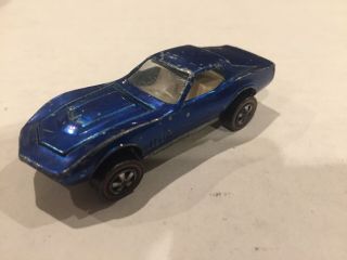 Vintage Hot Wheels Redline 1968 Custom Corvette Blue Us
