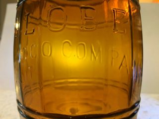 old honey Amber Globe Tobacco Co.  Detroit Pat Oct 10 1882 Jar Barrel w/Lid 3