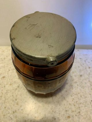 old honey Amber Globe Tobacco Co.  Detroit Pat Oct 10 1882 Jar Barrel w/Lid 5