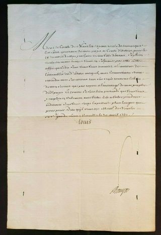 King Louis Xv Signed Order - Count Nieurlet Convenes State Generals Arair 1731