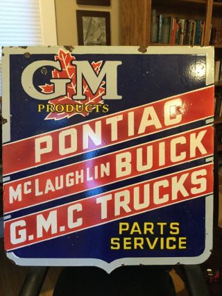 Large Double Sided GM Pontiac Buick Truck Porcelain Sign 5