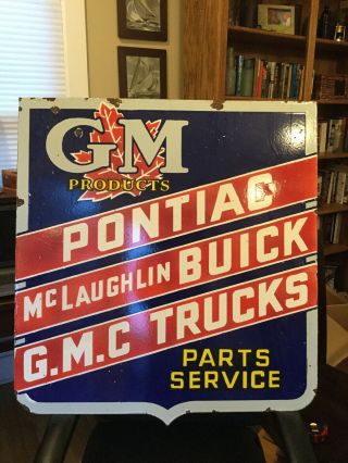 Large Double Sided GM Pontiac Buick Truck Porcelain Sign 6