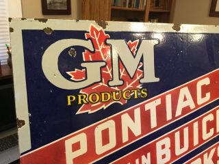 Large Double Sided GM Pontiac Buick Truck Porcelain Sign 8