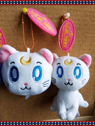 Sailor Moon Luna & Artemis mascot key chain plush Stuffed Animal Doll 3