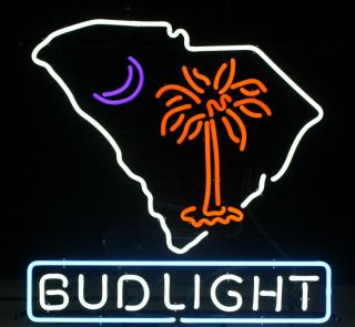 Authentic - Bud Light Palmetto - Clemson Neon Sign - Nib And Rare