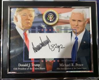Donald Trump Mike Pence Signed Autographs Live Ink 8x10 Framed - No