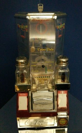 Table Top Gum Ball Vending Machine Skill Game Salt/pepper Coca Cola