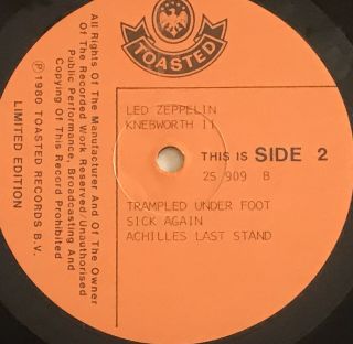 Led Zeppelin ‎– Knebworth II 2 X LP Toasted Records ‎– 2S 909 H.  R Giger Cover 5