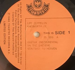 Led Zeppelin ‎– Knebworth II 2 X LP Toasted Records ‎– 2S 909 H.  R Giger Cover 6