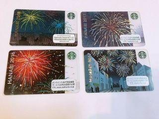 2016 2017 2018 Starbucks Japan Hanabi Fireworks 4 Cards Pin Intact