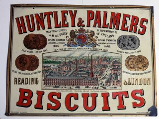 Huntley & Palmers Factory Image Enamel Tin Sign C1890s