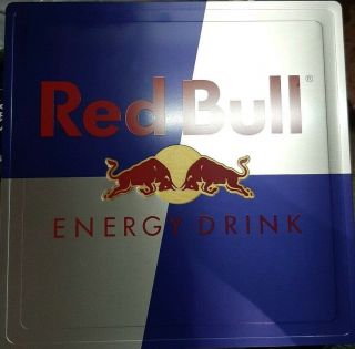 Red Bull Metal Sign With Full Logo On Both Sides.  10”x10” 2