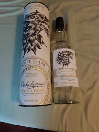 Game Of Thrones - House Stark - Empty - Scotch Whisky Dalwhinnie Bottle,  Tube