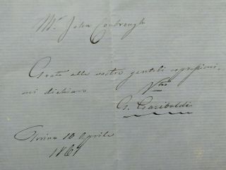 Giuseppe Garibaldi - Italian General - Autograph Note - (autografo) - 1861