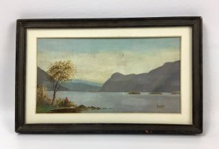 Small Antique 19th Century American Hudson River Painting Landscape -