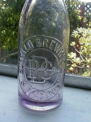 Unlisted Pre Pro Buffalo Brewing Co.  Blob Top Clear Split Beer Bottle,  Sf,  Cal.