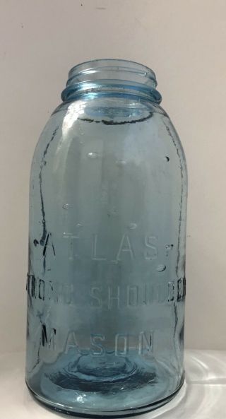 Cornflower Blue Half Gallon Atlas Strong Shoulder Mason Jar Fruit Jar Canning