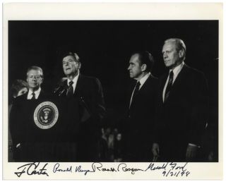 Photograph Signed By Three Presidents Ronald Reagan,  Jimmy Carter,  & Gerald Ford