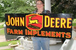 Large John Deere Farm Implements Gas Oil 52 " Porcelain Metal Sign