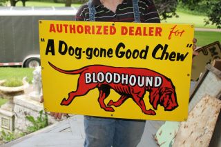 Bloodhound Chewing Tobacco Gas Oil 26 " Porcelain Metal Sign