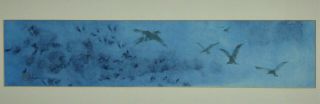 Victor Ing Flying Birds Seagulls Watercolor Signed Chineese Chicago Artist 2