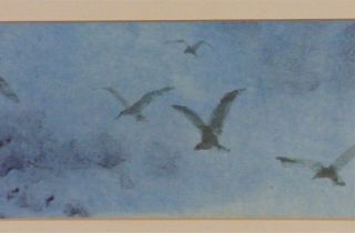 Victor Ing Flying Birds Seagulls Watercolor Signed Chineese Chicago Artist 4