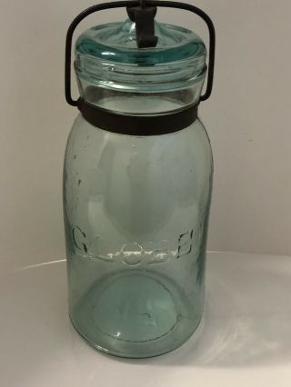 Aqua Globe Quart Mason Jar Fruit Jar Canning Jar