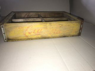 Vintage Yellow Drink Coca Cola (4) 6 Packs Advertising Wood Crate Carrier