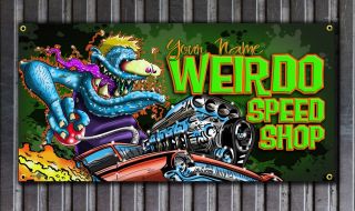 Weirdo Speed Shop Rat Fink Style Vinyl Garage Or Shop Banner Ed Roth Style