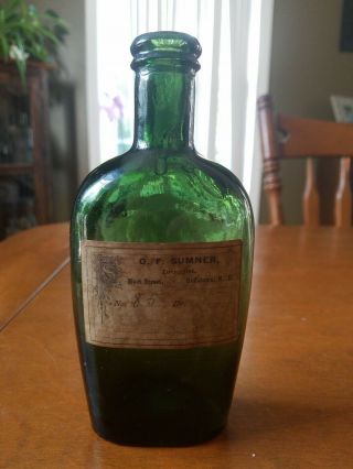 Moss Green Lyndeborough Flask With Prescription Label Goffstown,  N.  H.