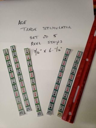 Ace Playing Cards Set Of Reel Strips / Antique Slot Machine Trade Stimulator Ace